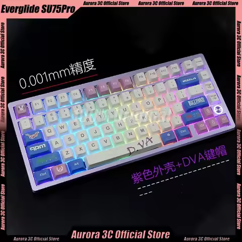 Everglide Su75pro Magnetic Switch Keyboard Su75 Pro Wired Keyboard 8k Gamer Dual Lamp Keyboard Gaske