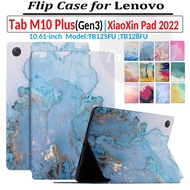 For Lenovo Tab M10 Plus (3rd Gen) 10.61-inch XiaoXin Pad 2022 TB125FU TB128FU TB128XU Fashion Colored PU Leather Stand Shell Flip Cover Tablet Computer Protective Case