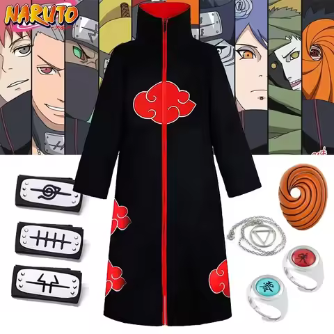 Naruto Akatsuki Cosplay Costumes Set Adult Child Size Anime Uchiha Itachi Tobi Cos Props Cloak Headb
