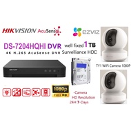 EZVIZ WiFi Smart Camera link HIKVISION Wiz Sense iDS-7204HQHI DVR 4-Channel Recorder + 1TB Hard-disk