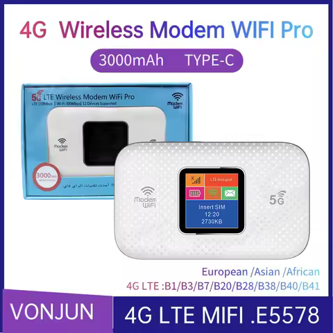 E5578 4G Pocket Mobile Hotspot 150Mbps 4G LTE Modem 3000mAh Outdoor Type-C Mini Router With SIM Card