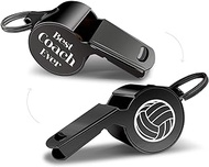 QIBAJIU Whistle with Lanyard, Coach Whistle, Black Whistle, Volleyball Gift, Men's Women's Coach Gift, Thank You Cheer Coach Gift - Best Coach Ever - Teacher Whistle Coach Gift