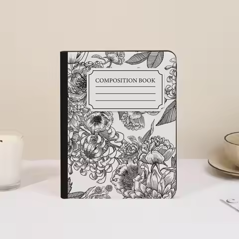 Black Flower Composition Book Custom ipad case For Apple Air 10.9 iPad Pro 2020 Cover for iPad 10.2 