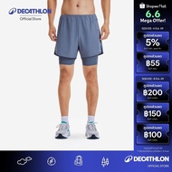 Decathlon Men'S 2 In 1 Running Shorts 2-In-1 For Men Kiprun Run 500 Comfort-Grey