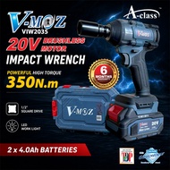 A-Class V-Moz VIW2035 20V Cordless Brushless Impact Wrench 350Nm 1/2" Impact Gun 2x4.0Ah Battery Mes