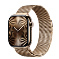 Apple - Apple Watch Series 10 (GPS + 流動網絡)；42 毫米金色鈦金屬錶殼；金色米蘭網織手環