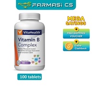 VitaHealth Vitamin B Complex 100 tablets EXP:11/2026 [ Vita Health B1 B2 B3 B5 B6 B12 Folic Acid Zin