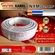 MYVO KABEL LISTRIK NYM 2X1.5 / 2X2.5 / 3X1.5 / 3X2.5 TEMBAGA MURNI SNI 50 YARD BAGUS BERKUALITAS TERJAMIN 1 Roll MIRIP ETERNA SUPREME JEMBO