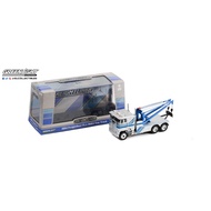 Greenlight Collectibles 1/43 1984 Freightliner FLA 9664 Tow Truck - Silver with Blue Stripes