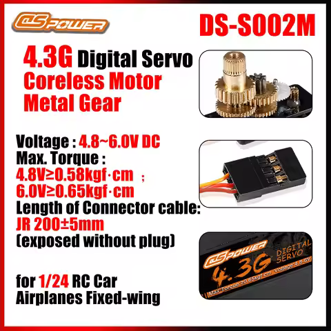 DSPOWER 4.3G Metal Gear Coreless Motor Micro Digital Servo 4.8~6.0V for WLtoys RC 1/24 Cars Airplane