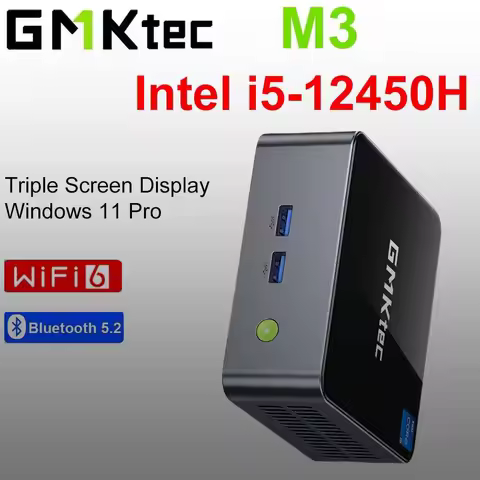 GMKtec M3 Intel i5-12450H Mini PC Windows 11 Pro 2x DDR4 3200Mhz Pcie 3.0 NVMe SSD Wifi6 BT5.2 Tripl