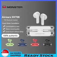 🇸🇬【READY STOCK】Monster Earbuds XKT08 Transparent Wireless Earbuds Bluetooth Earphones Waterproof Gam