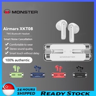 🇸🇬【READY STOCK】Monster Earbuds XKT08 Transparent Wireless Earbuds Bluetooth Earphones Waterproof Game Music Earbuds