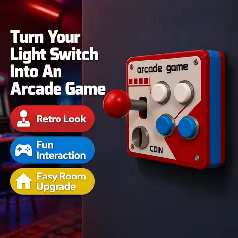 Novelty Arcade Joystick Wall Switch Cover 86 Type Square Creative Light Switch Plate for Gaming Room