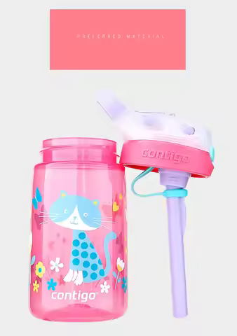 400ml Contigo Straw Cup Children's Water Cup Household Plastic Baby Cup Duck Billed High Beauty Cup