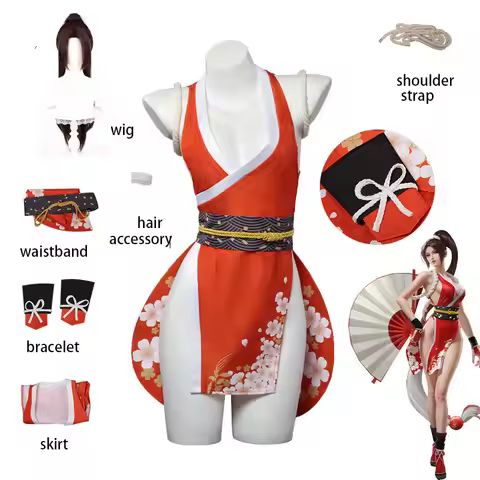 Mai Shiranui Cosplay Costume Game Mortal Kombat Women Disguise Clothes Roleplay Outfits Fantasy Hall