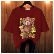 GET FASHION - BAJU KAOS WANITA DEWASA BEAR WARNING KPOP STYLE BAJU KAOS IMPORT BRAND TEES BLUS JUMBO