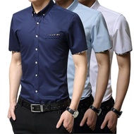 (M-5XL) Men's Shirt High Quality Short Sleeve Button-Down Office Formal Slim Fit Casual Dress Shirts Brand Clothing Oversized 5XL