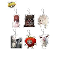 Key Chain Mobile Phone Charm Car Pendant Cute Cat Vomit Meme Dog With Red Mask Meme Black Cat Scream