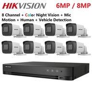 8 Channel Hikvision Color Night Vision POE CCTV System - 6MP / 8MP Hikvision Color CCTV With MIC