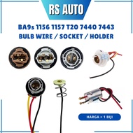 BA9s 1156 1157 T20 7440 7443 Bulb Holder Socket with Adaptor wire harness W21W Metal PVC Plastic (1p