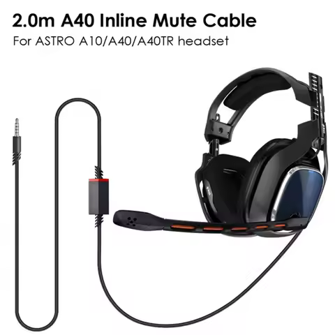 6.5Ft Replacement For Astro A10 A40 Cable Inline Mute Cord Gaming Headsets Cable For Xbox PS4 PC Via