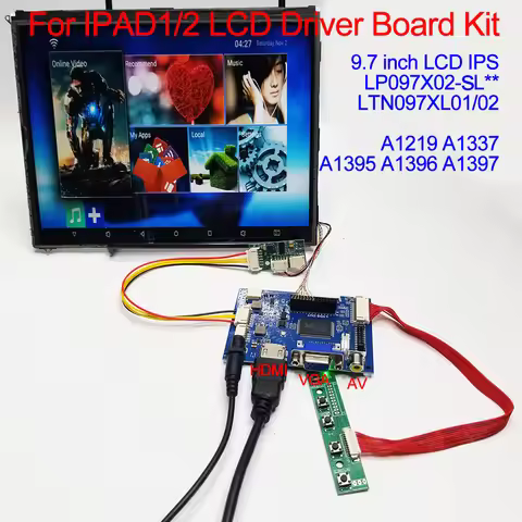 IPAD1 IPAD2 LP097X02 LCD Screen Controller Board 9.7 inch 1024*768 LVDS 30Pin HDMI VGA 2AV reverse D