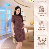 SACHIMOM Gown DRESS - Luxurious Rhinestone Tweed Evening Gown CHERRY DRESS