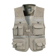 Summer Mesh Vest For Men Spring Autumn Male Casual Thin Breathable Multi Pocket Waistcoat Mens Baggy