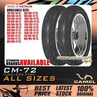 TAYAR CAMEL TUBELESS TYRE CM72/CM-72 50,60,70,80,90,100,110,120,140-14,16,17,18 (BUNGA DIAMOND)