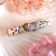 可客製化天竺鼠軟陶淡水珍珠永生花髮夾