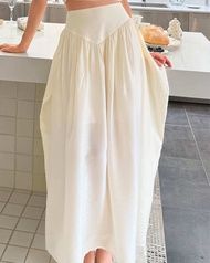 Pleased Crème v-waist maxi skirt