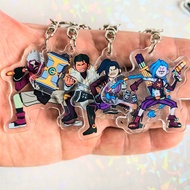 Acrylic Anime Figure Arcane Jinx Vi Caitlyn Ekko Viktor Keychain Arcane Pendant Keyring KeyRing