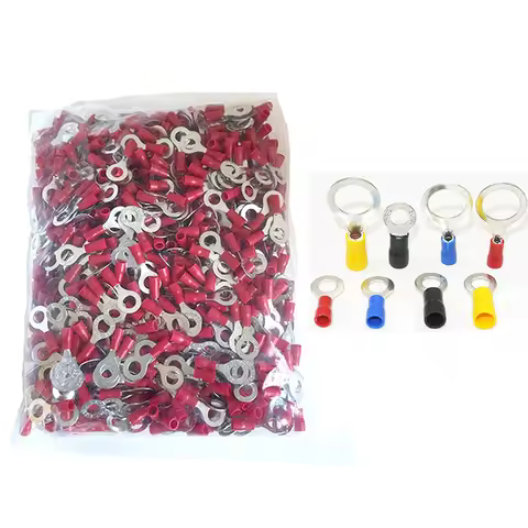 1000PCS RV2-3.5 4 5 6 8 10 12 RV1.25 RV5.5 Ring 4-6MM Insulated Wire Connector Electrical Crimp Term