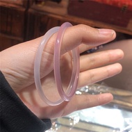 huangfuqiang Jade Chalcedony Dingdang Bracelet, Natural Agate, Ice Seed, Large Ring Mouth, Thin Strip, Ancient Style GirlFashion Bangle Bracelets