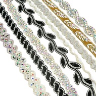Factory wholesale rhinestone beads hot-fix rhinestone strips lace DIY