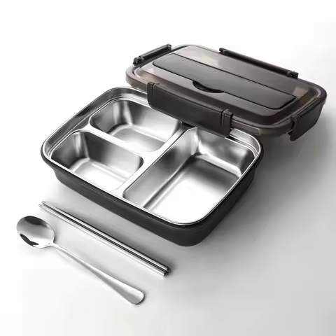 Stainless Steel Lunch Box Portable Bento Box with Spoon Chopsticks