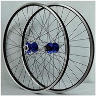MTB Bike Wheelset For 26 Inch Wheels Double Layer Light Alloy Rim Sealed Bearing Disc/Rim Brake QR 7-11 Speed 32H,Blue