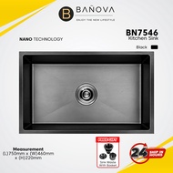 BANOVA Stainless Steel Handmade Undermount 1 Bowls Kitchen Sink (NANO) BN-7546 [BLACK]