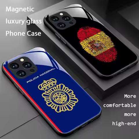 Spanish police badge design Phone Case For iPhone 16 15 14 13 12 11 X XR XS 8 Plus Mini Pro Max Glas