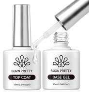 BORN PRETTY Base Gel and er Top Coat Set, 2x10ml Base & Top Coat Gel Nail Polish Soak Off U V LED Ge
