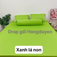 Bộ drap/ga/ra thun trơn màu xanh lá non 1m6/1m8 KO MỀN/CÓ MỀN (chân nệm dưới 18cm). Bộ drap thun. Bộ