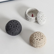 0823Wasabi Feng Cement Black Hole Stone Incense Furnace Decorati侘寂风水泥黑洞石香薰炉装饰摆件扩香石沉香炉室内桌面檀香炉