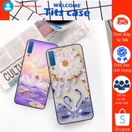 Samsung Galaxy A7 2018 case printed with swans, lucky flowers, unique UNIQUE - STRANGE - DURABLE