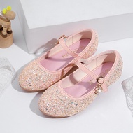 New Girls Flat Shoes Fashion Catwalk Performance Host Shoes Children Silver Crystal Princess Shoes A
