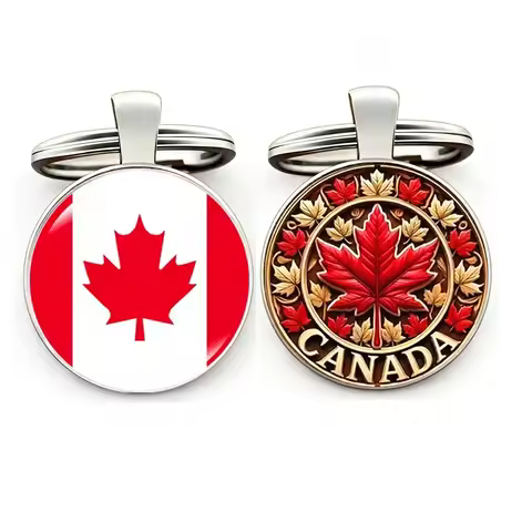 1PC Canada Keychain Canadian Maple Leaf Key Chain Red Maple Leaf & 'CANADA' Flag Canada Souvenir Kee