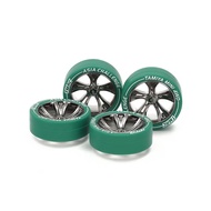 Tamiya 95686 Small Dia. Low-Profile (medium)Tire & Black Plated A-Spoke Wheel Set (Asia Challenge)