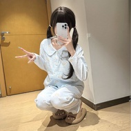 2025New Style Female College Students Pajamas Autumn Thin Long Sleeves Long Pants Home Wear Set E4GE