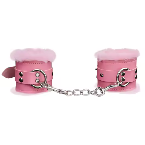 Bondage Handcuffs Soft Furry Wrist Cuffs Bondage Restraints SM Toys Pink Fuzzy Hand Cuffs for Adults