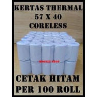 - Thermal Paper 57 X 40 / 57X40 / 58 X 40 / 58X40 Mm Per 100 Rolls Plain